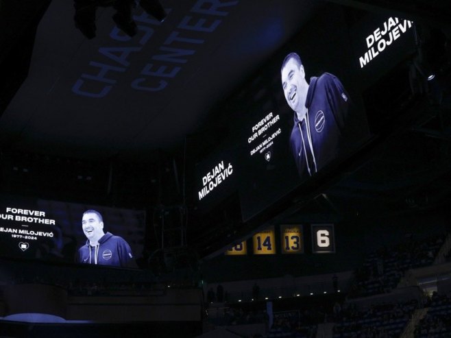 Стив Кер и играчи Голден Стејт Вориорса на пројекцији филма о Дејану Милојевићу