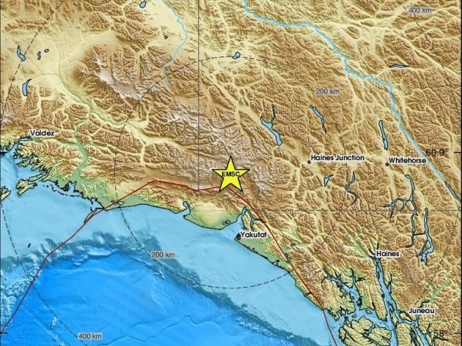 Земљотрес јачине 5,7 степени по Рихтеру погодио Јакутат на Аљасци