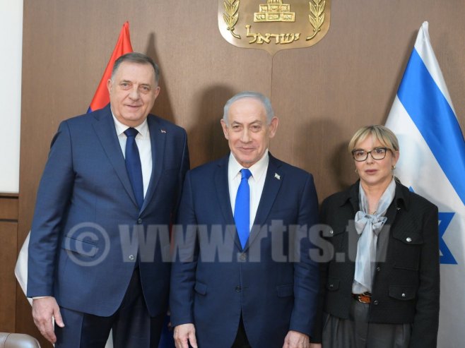 Додик, Тришић Бабић и Натањаху - Фото: РТРС