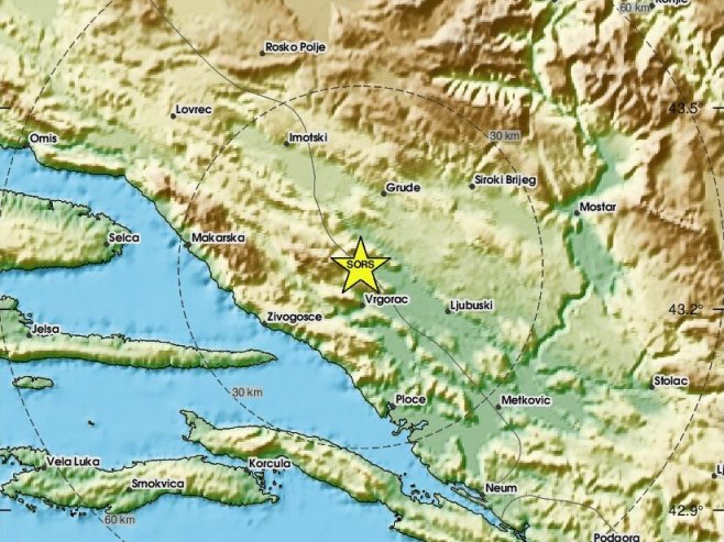 Земљотрес јачине 3,3 Рихтера на подручју Љубушког