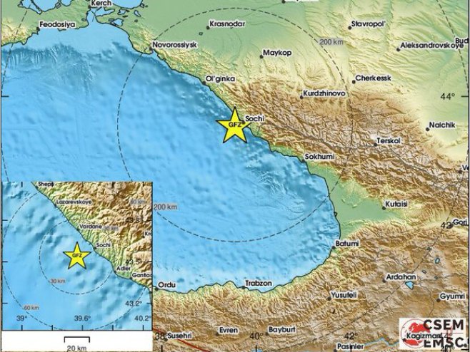Три земљотреса код Сочија