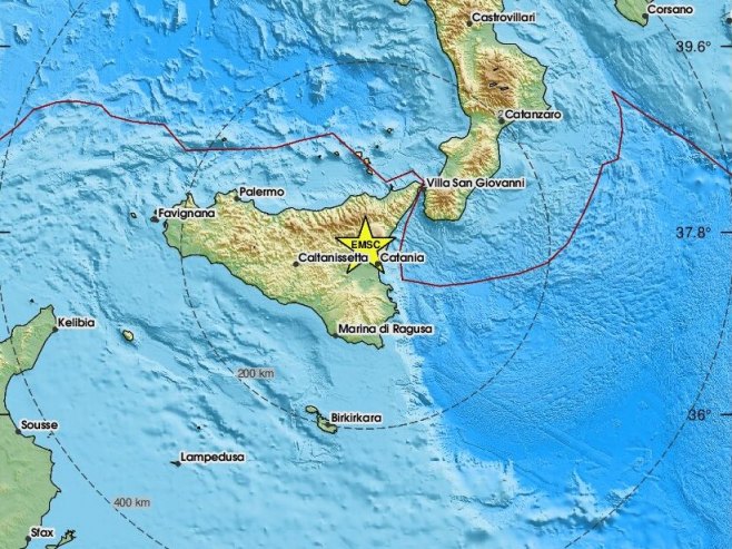 Јак земљотрес на Сицилији, епицентар - вулкан Етна