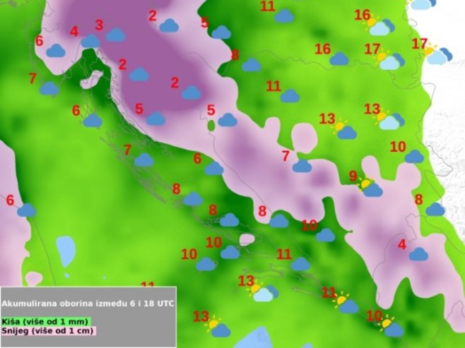 Promjena vremena u Hrvatskoj (Foto: DHMZ)