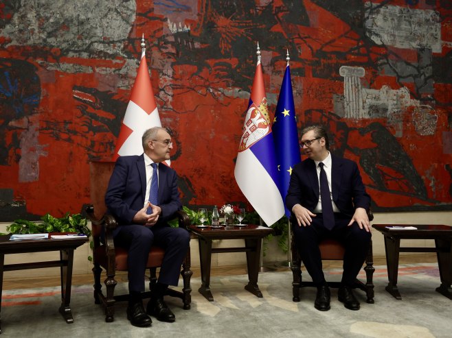 Предсједник Швајцарске у посјети Србији, свечани дочек испред Палате "Србија"